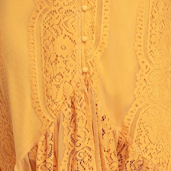 Bohemian Lace Button Midi Dress Boho Femme - Picture 3 of 8